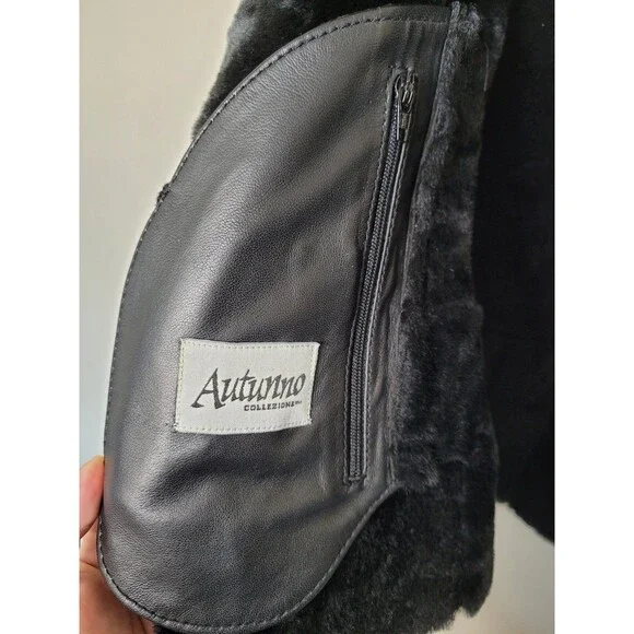 Autunno Collezione Sheepskin Leather Coat Sherpa Lined Made in Turkey Medium